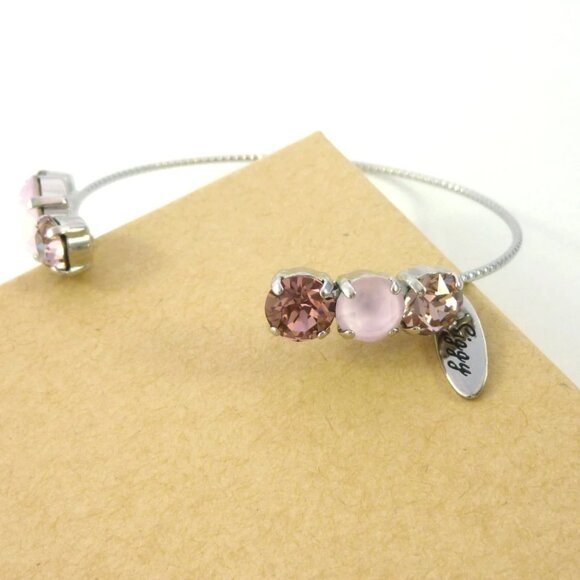 Adjustable Bangle Bracelet made with Genuine Austrian Crystals, Rose Water Opal - Picture 4 of 4